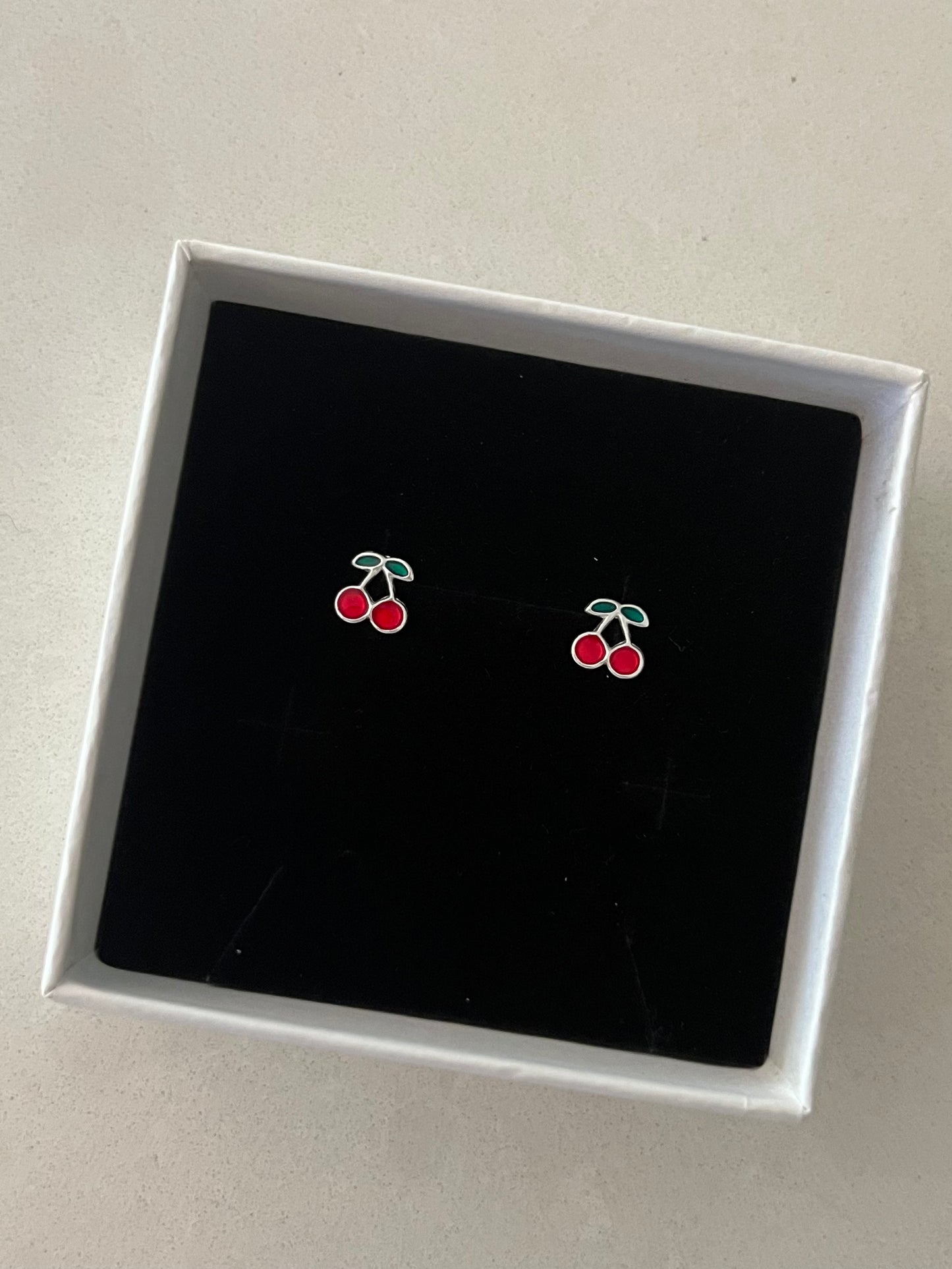 Sterling Silver Cherry Studs