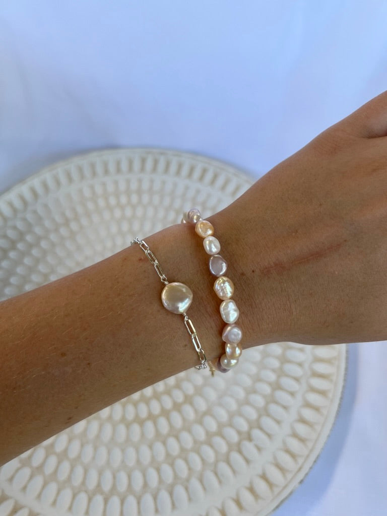 Sterling Silver Delilah Pearl Bracelet (Gold/Silver)
