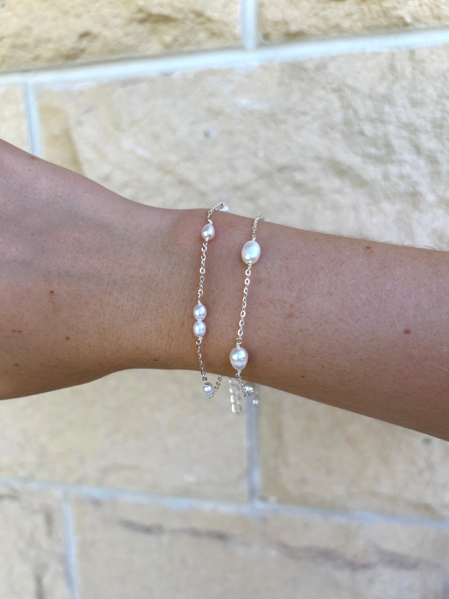 Sterling Silver Isabelle Pearl Bracelet (Gold/Silver)