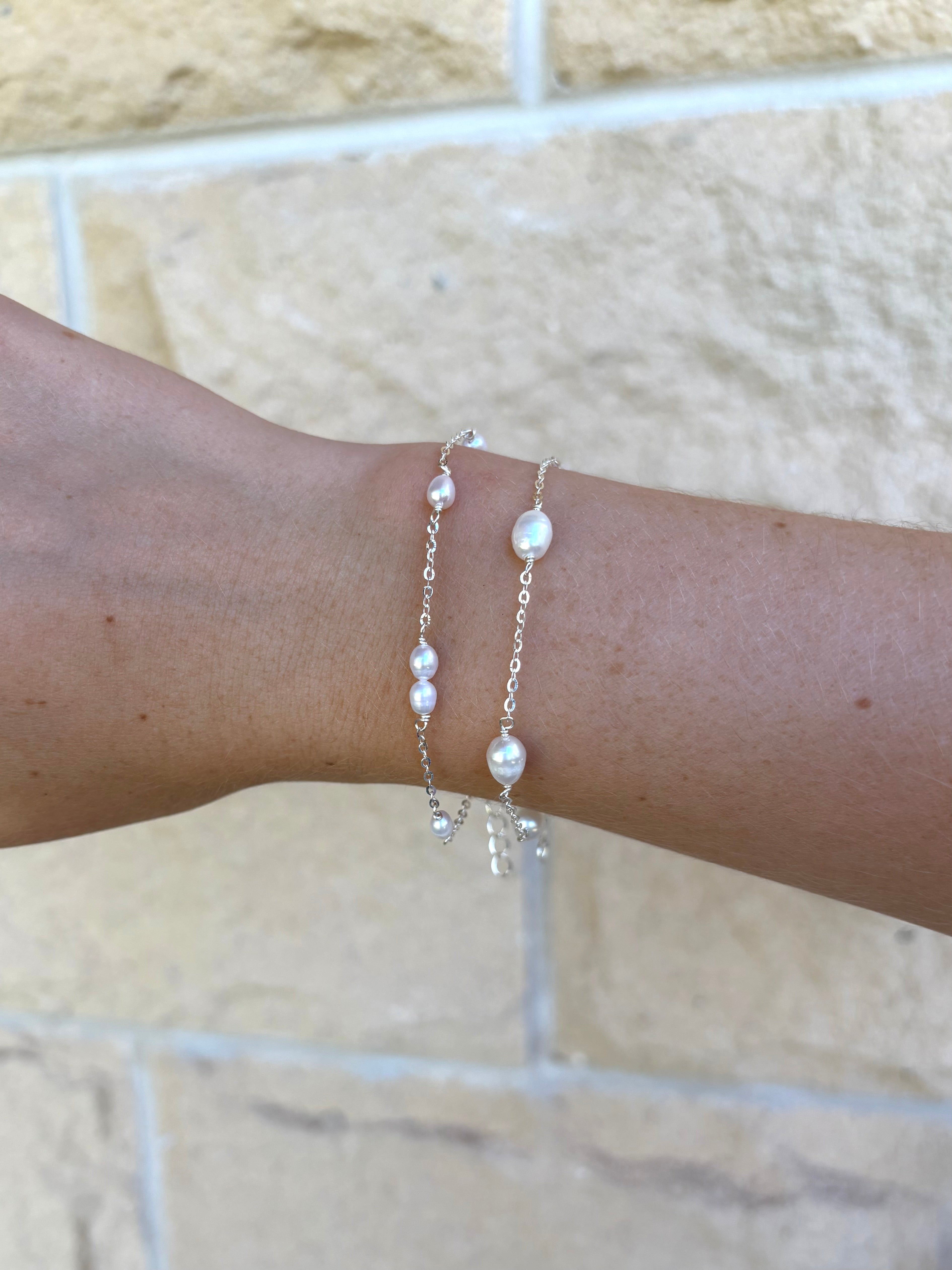Sterling Silver Isabelle Pearl Bracelet (Gold/Silver)