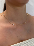 Sterling Silver Angela Pearl Necklace (Gold/Silver)