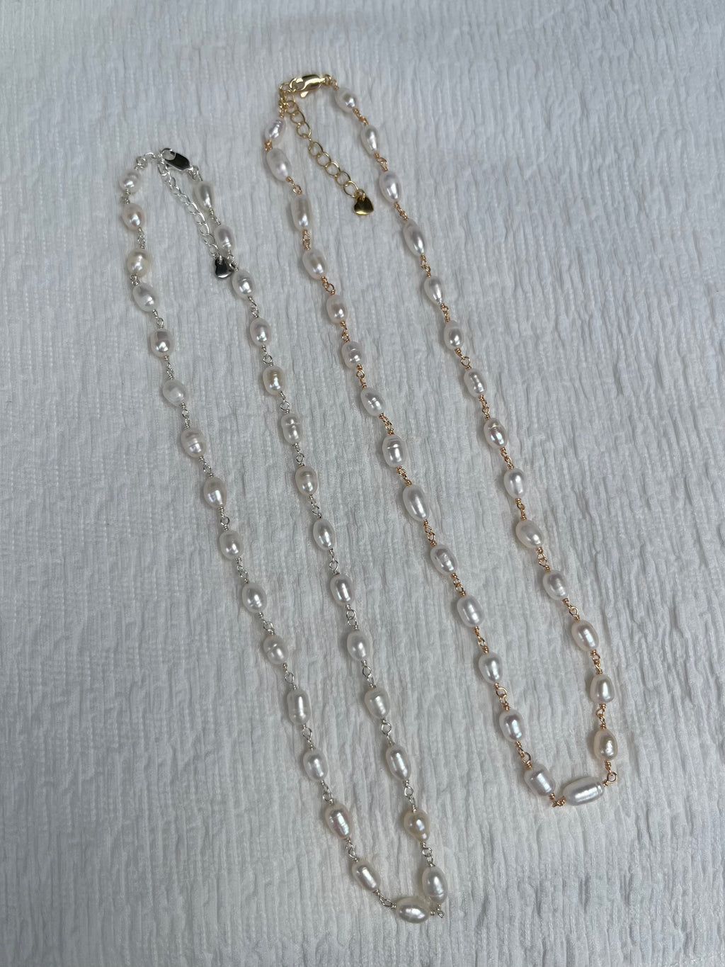 Sterling Silver Aria Pearl Necklace (Gold/Silver)