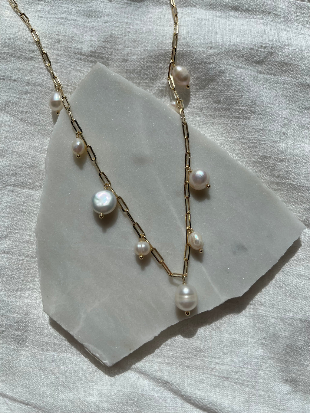 Santorini Pearl Necklace (Gold/Silver)