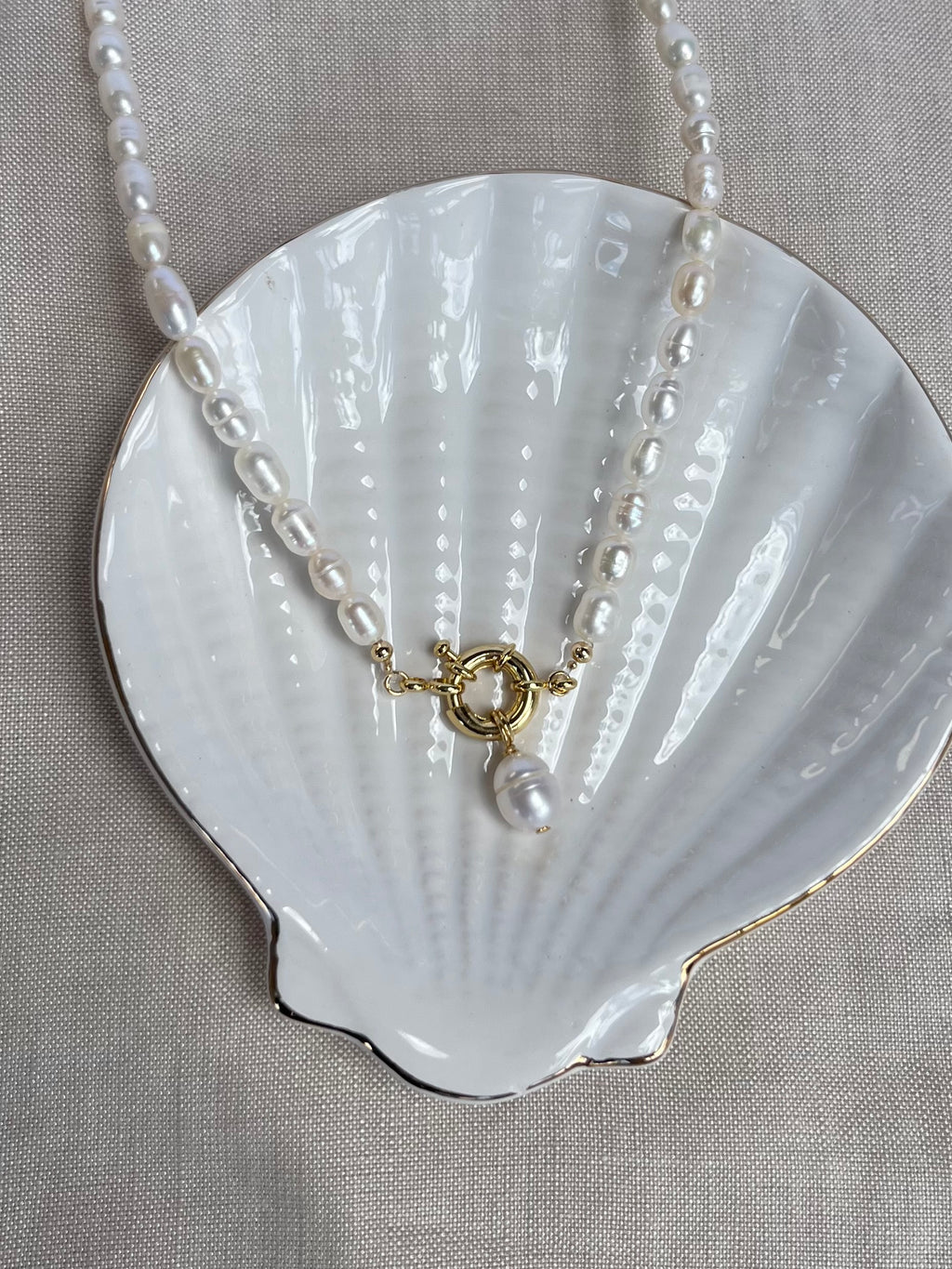 Sterling Silver Lola Pearl Necklace (Gold/Silver)