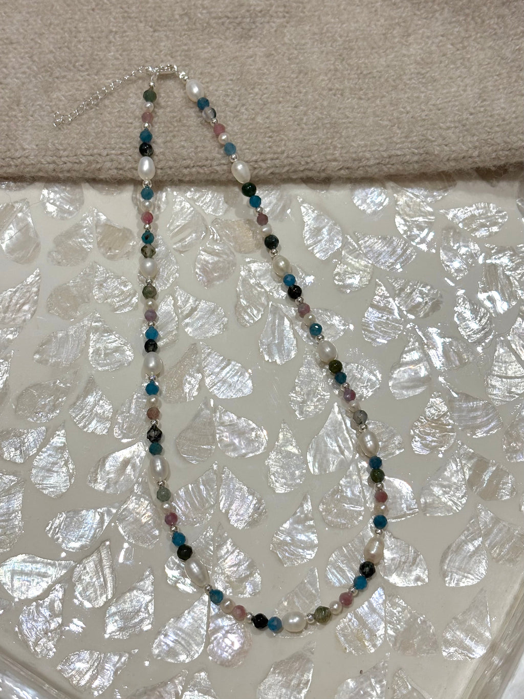 Sterling Silver Mixed Gemstone Necklace (Gold/Silver)