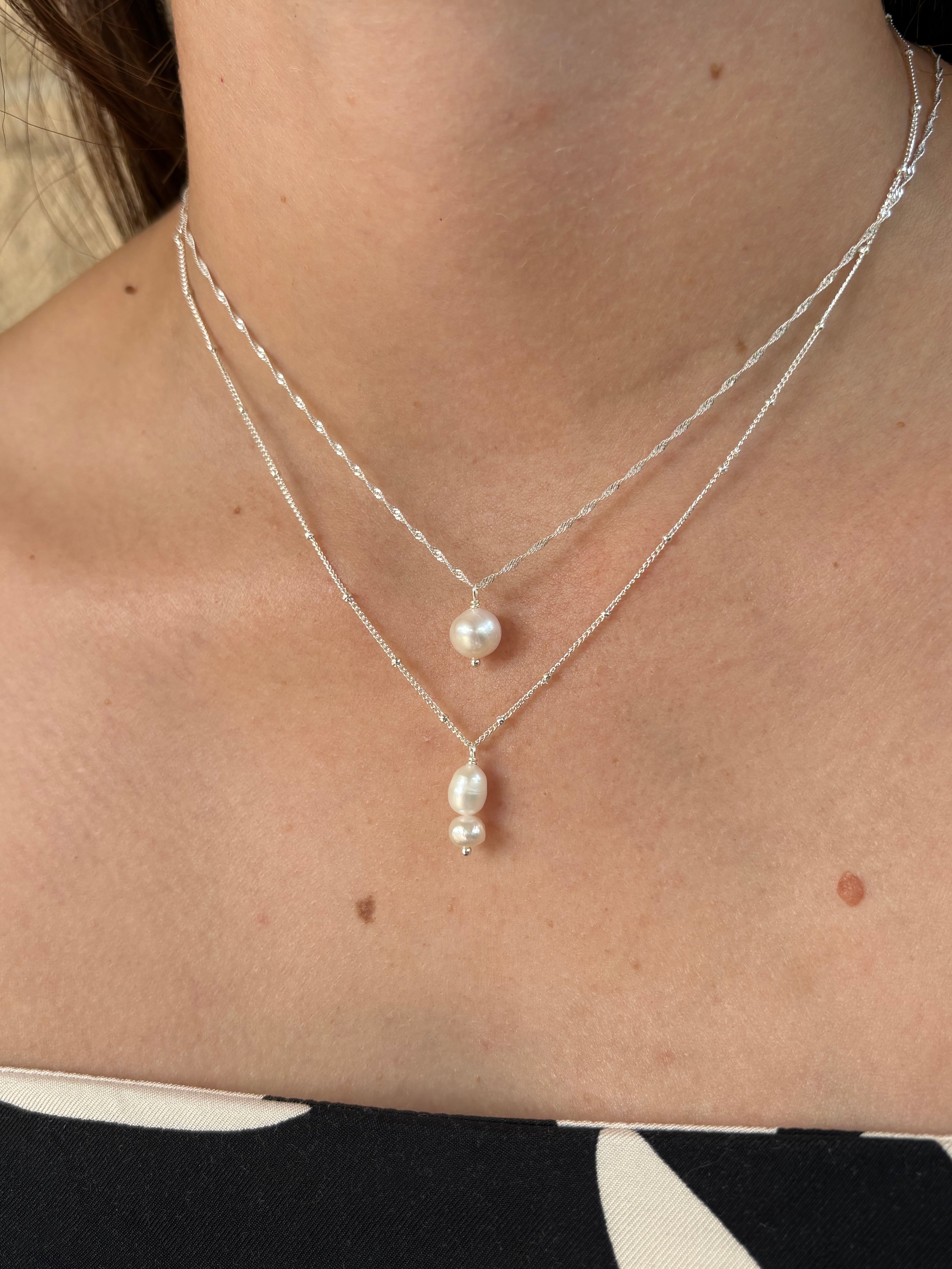 Sterling Silver Harper Pearl Necklace (Gold/Silver)