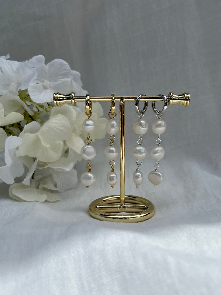 Sterling Silver Paris Pearl Earrings (Gold/Silver)