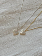 Sterling Silver Love Heart Pearl Necklace (Gold/Silver)