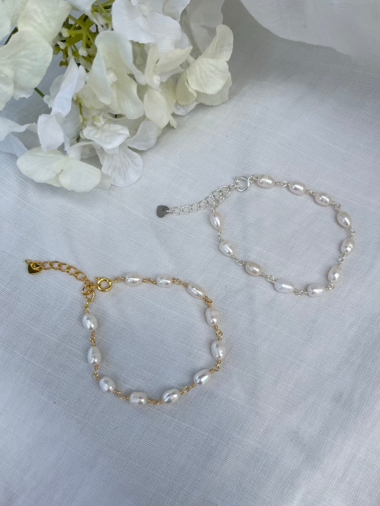 Sterling Silver Aria Pearl Bracelet (Gold/Silver)
