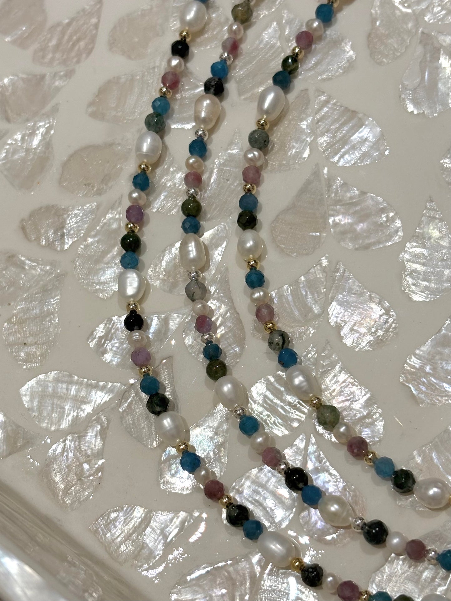 Sterling Silver Mixed Gemstone Bracelet (Gold/Silver)
