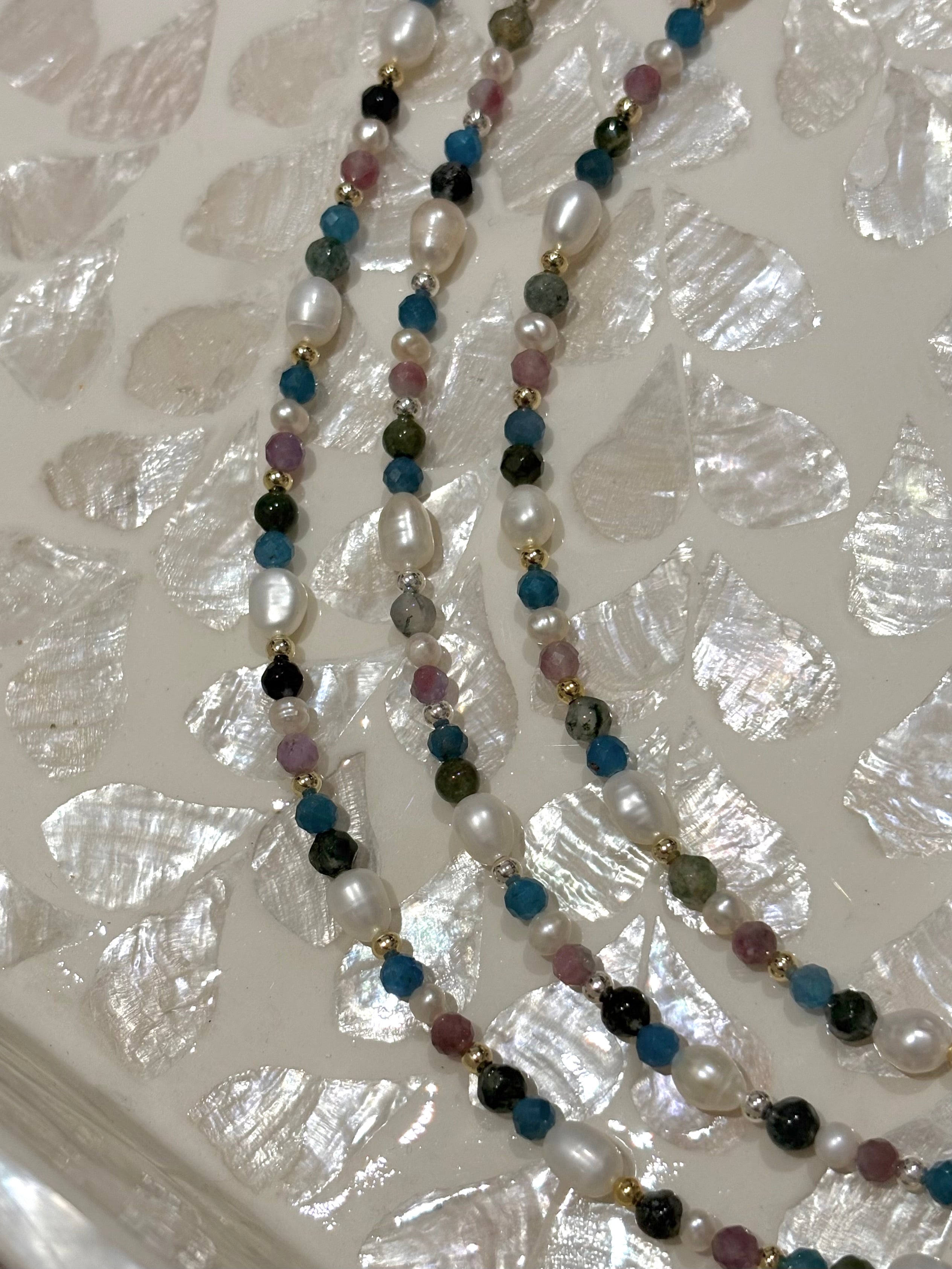 Sterling Silver Mixed Gemstone Bracelet (Gold/Silver)