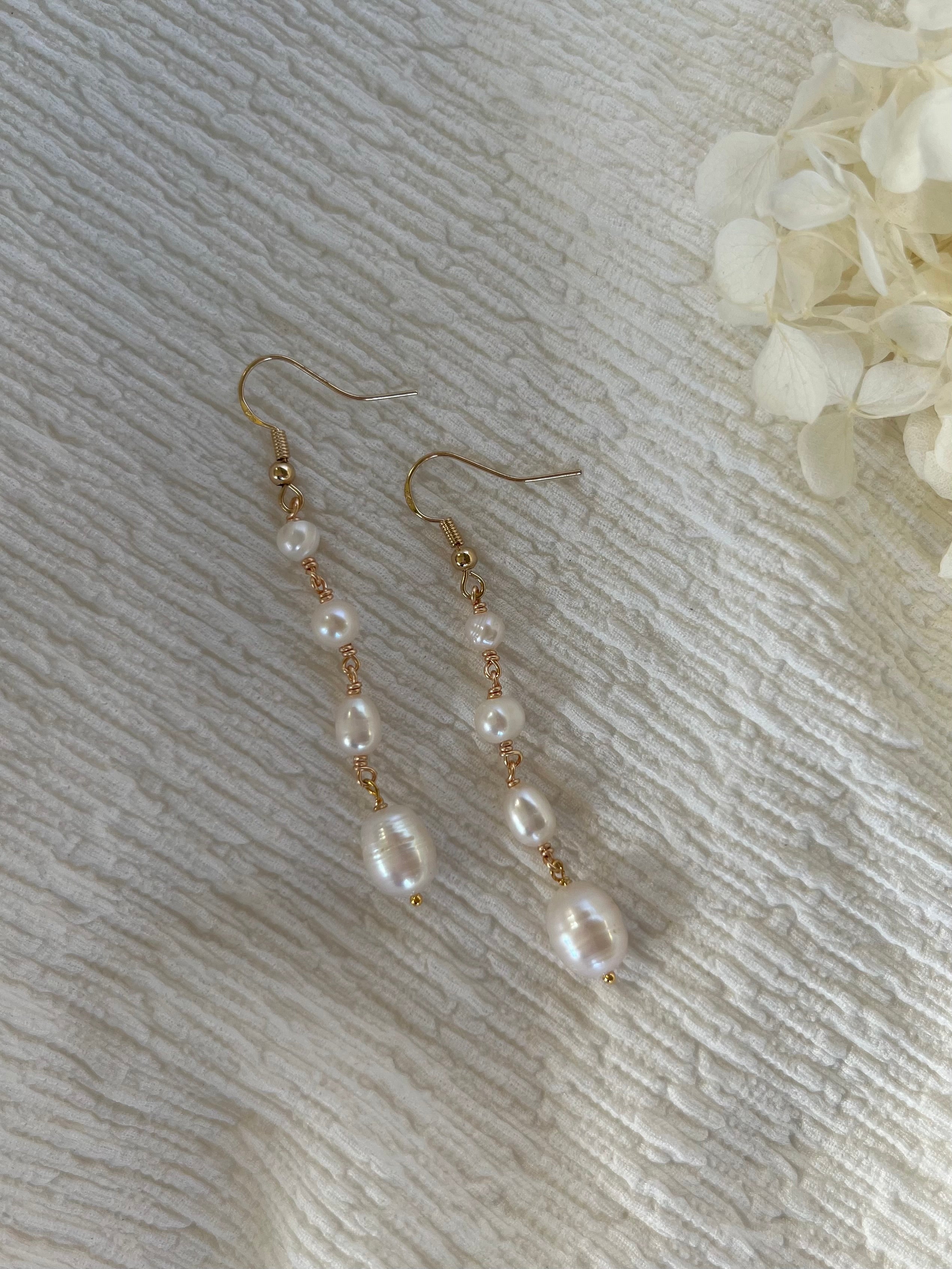 Sterling Silver Elle Pearl Earrings (Gold/Silver)