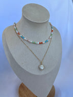 Sterling Silver Colourful Pearls Necklace (Gold/Silver)