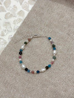 Sterling Silver Mixed Gemstone Bracelet (Gold/Silver)
