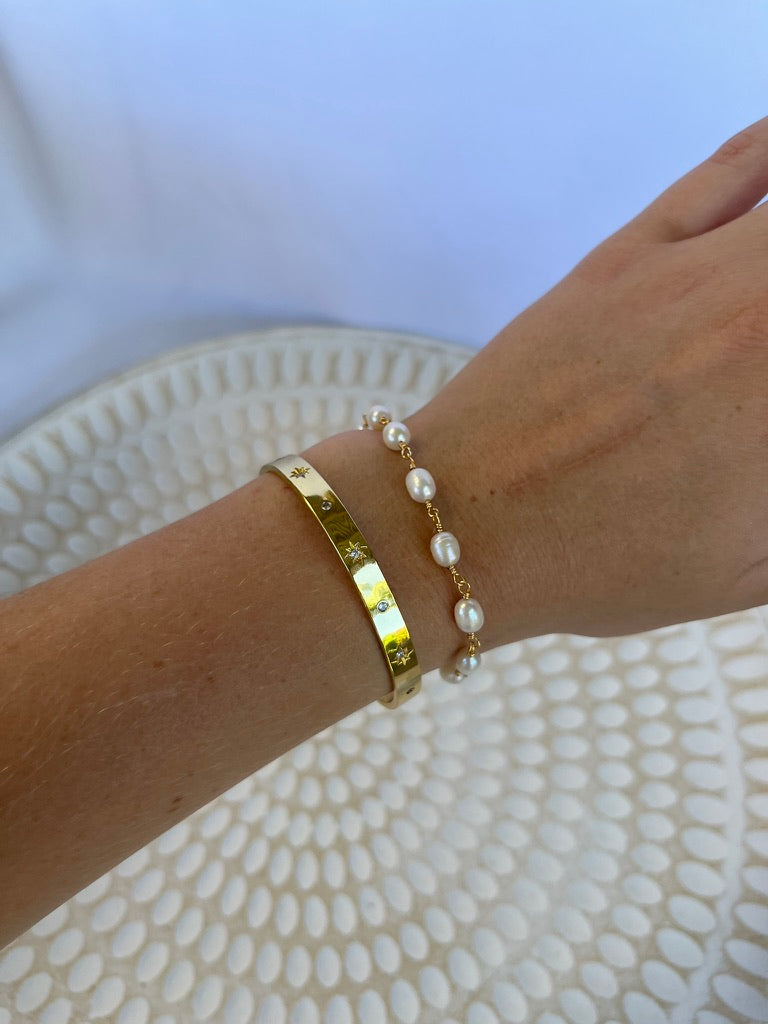 Sterling Silver Aria Pearl Bracelet (Gold/Silver)