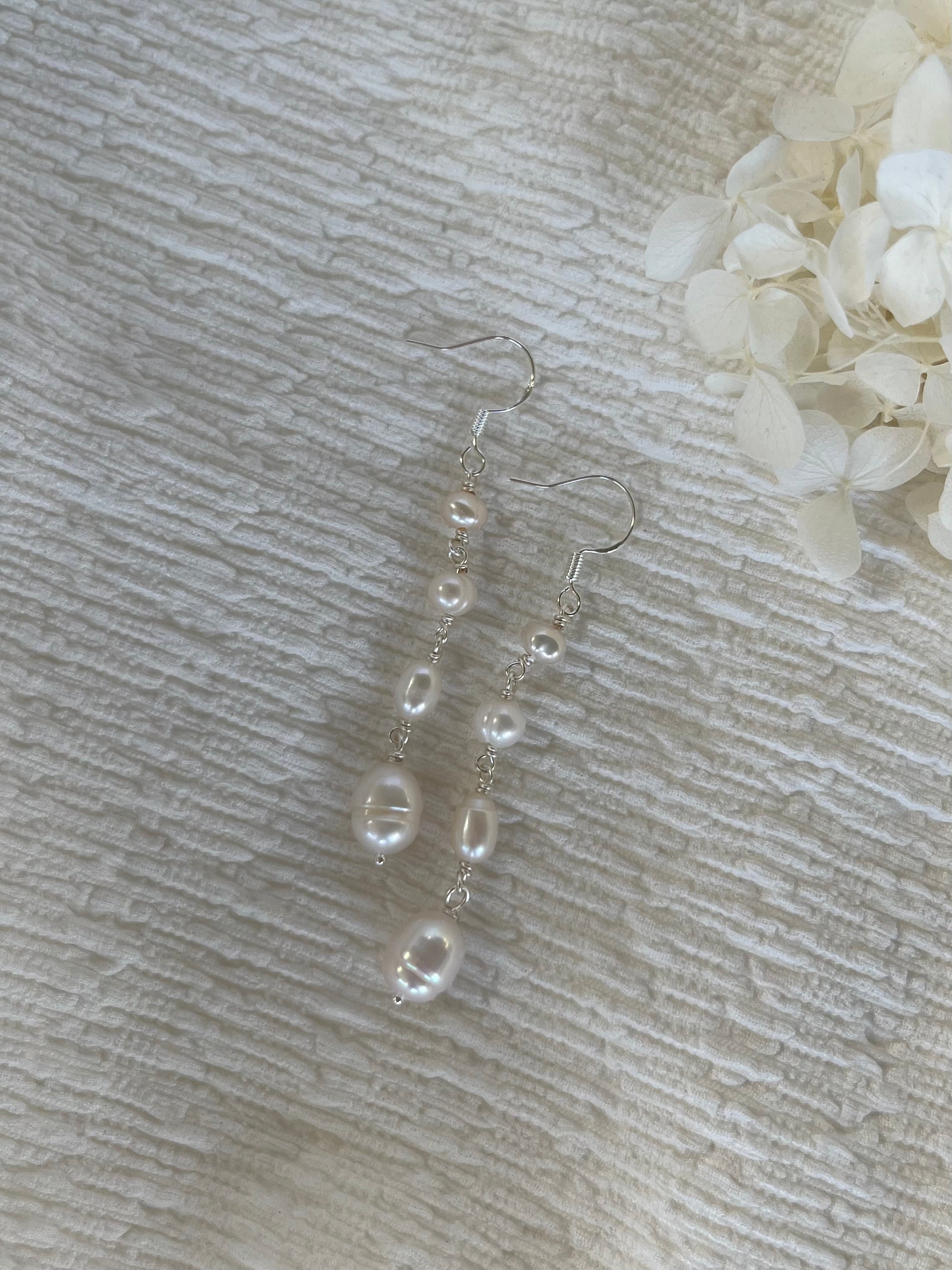 Sterling Silver Elle Pearl Earrings (Gold/Silver)