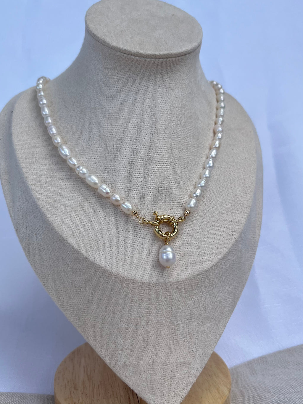 Sterling Silver Lola Pearl Necklace (Gold/Silver)