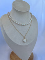 Sterling Silver Coin Pearl Necklace (Gold/Silver)