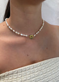 Gold Vermeil Flower and Pearl Necklace
