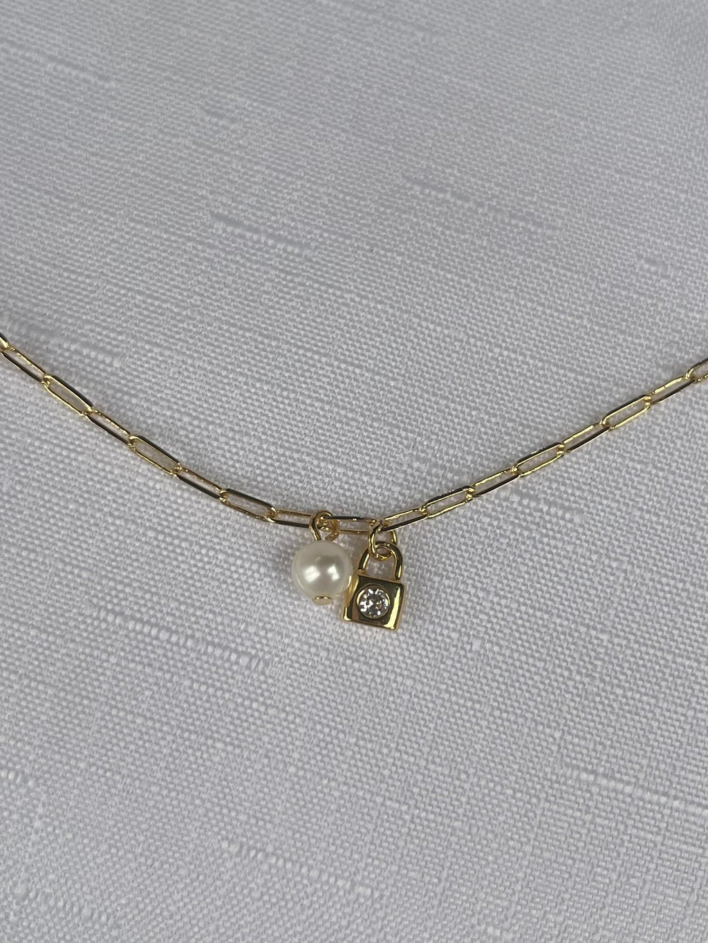 Gold Lock & Pearl Bracelet