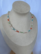 Sterling Silver Colourful Pearls Necklace (Gold/Silver)