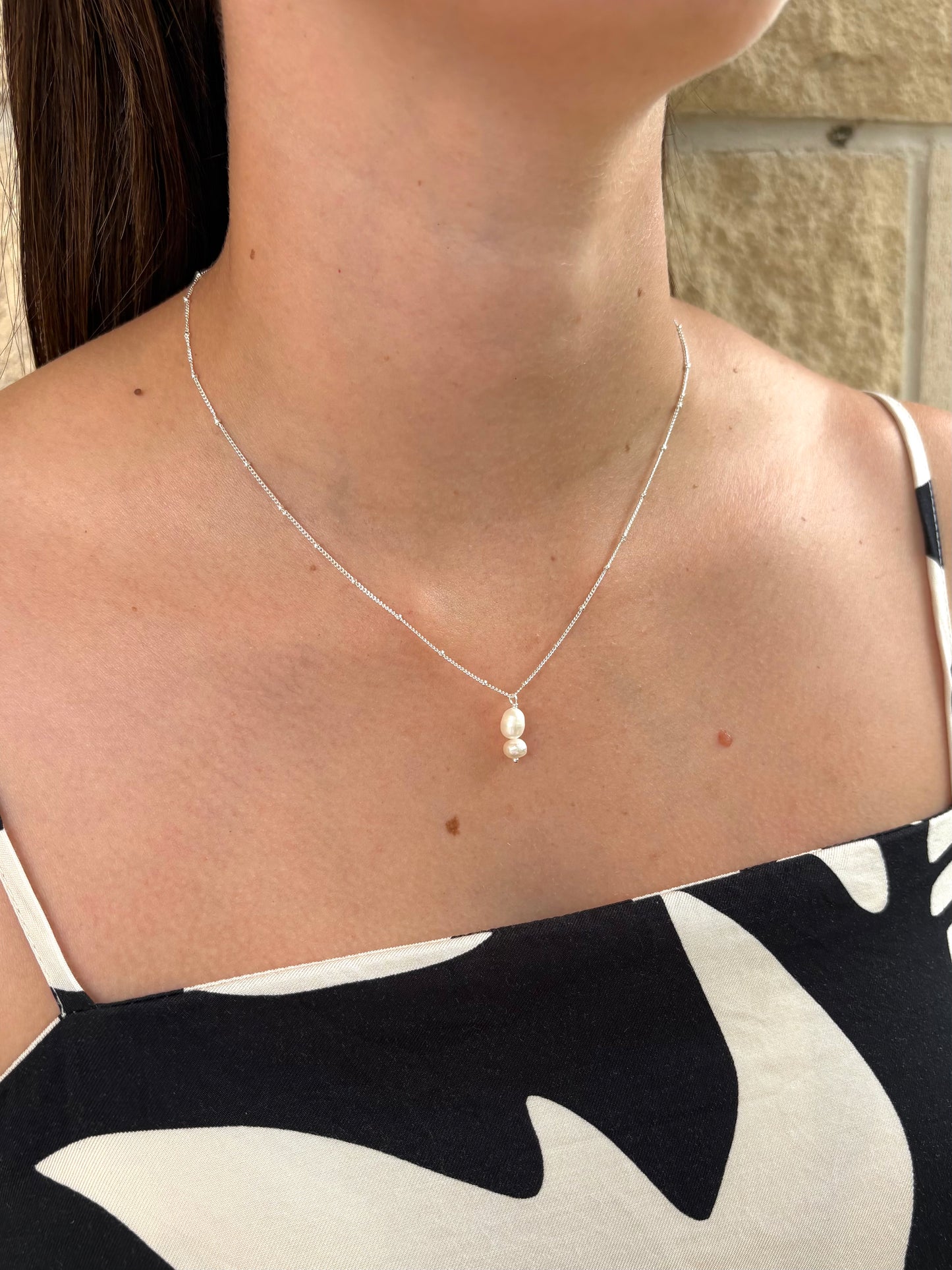 Sterling Silver Hazel Pearl Necklace (Gold/Silver)