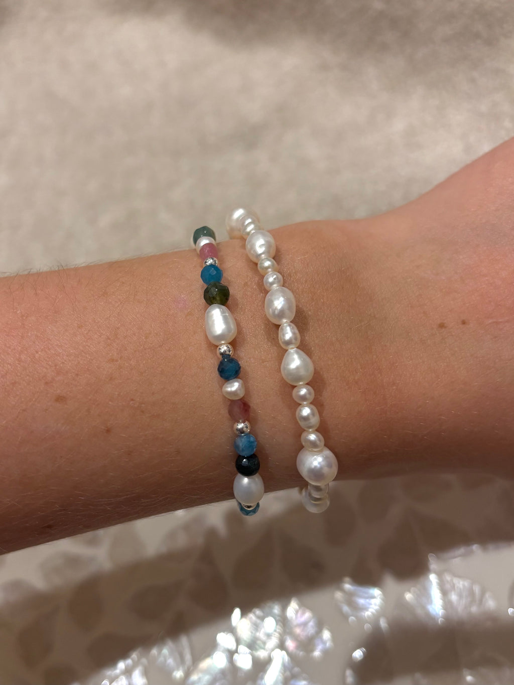 Sterling Silver Mixed Freshwater Pearl Bracelet (Gold/Silver)