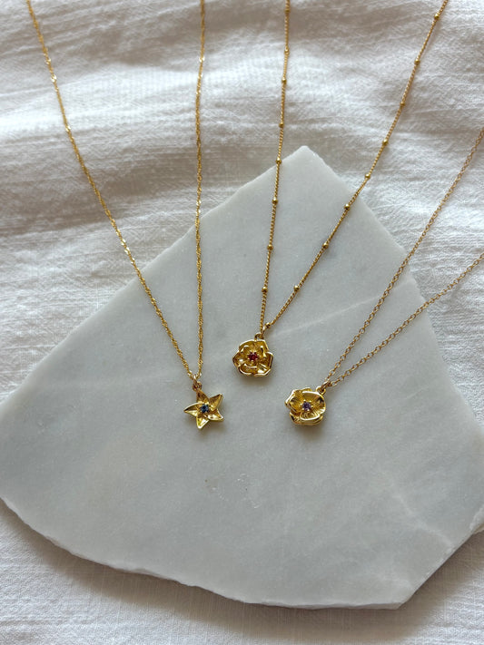Gold Vermeil Birth Flower Necklace