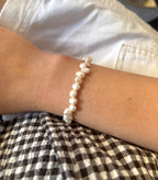 Sterling Silver Irregular Pearl Bracelet (Gold/Silver)