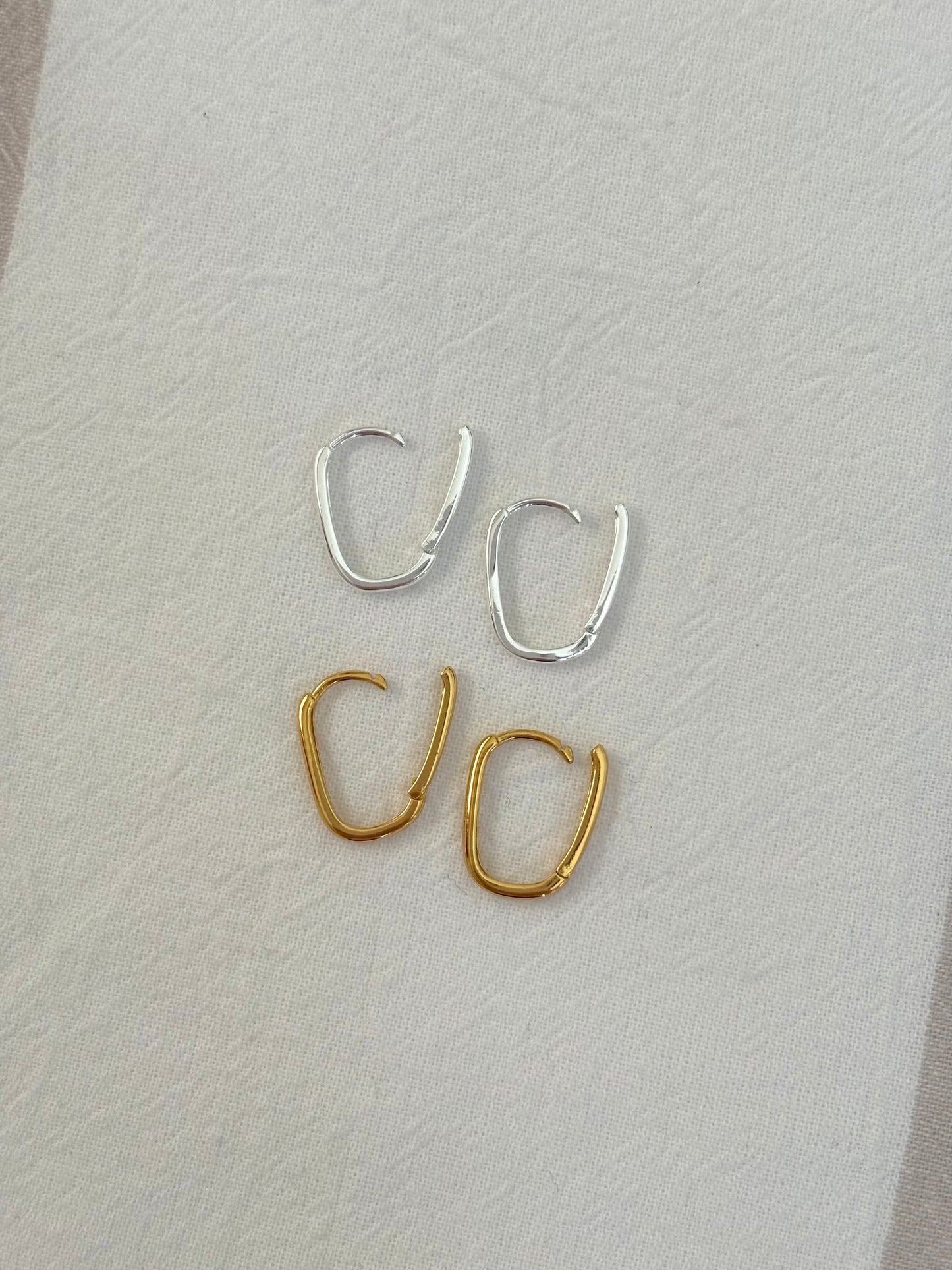 Sterling Silver Rectangle Hoops (Gold/Silver)