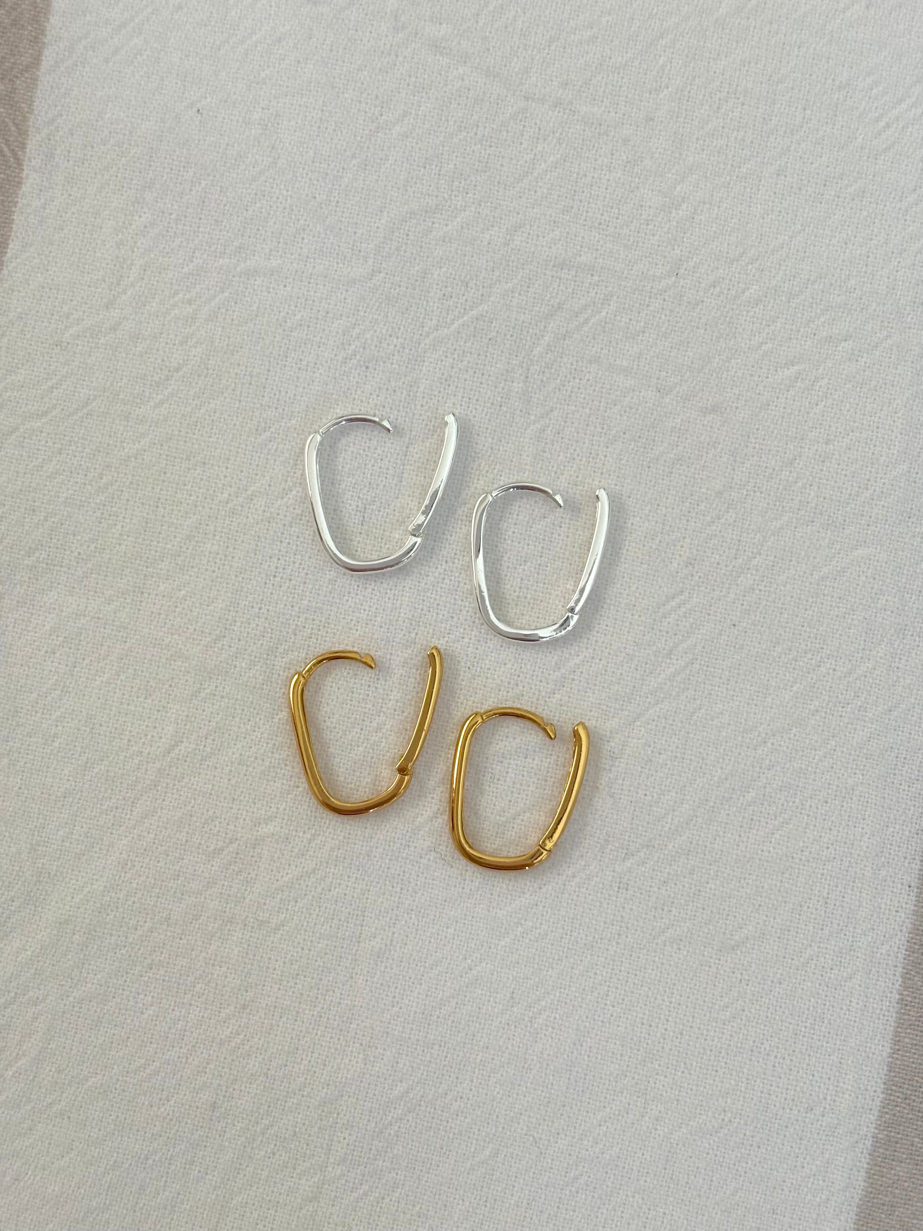 Sterling Silver Rectangle Hoops (Gold/Silver)