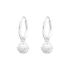 Sterling Silver Shell Huggies