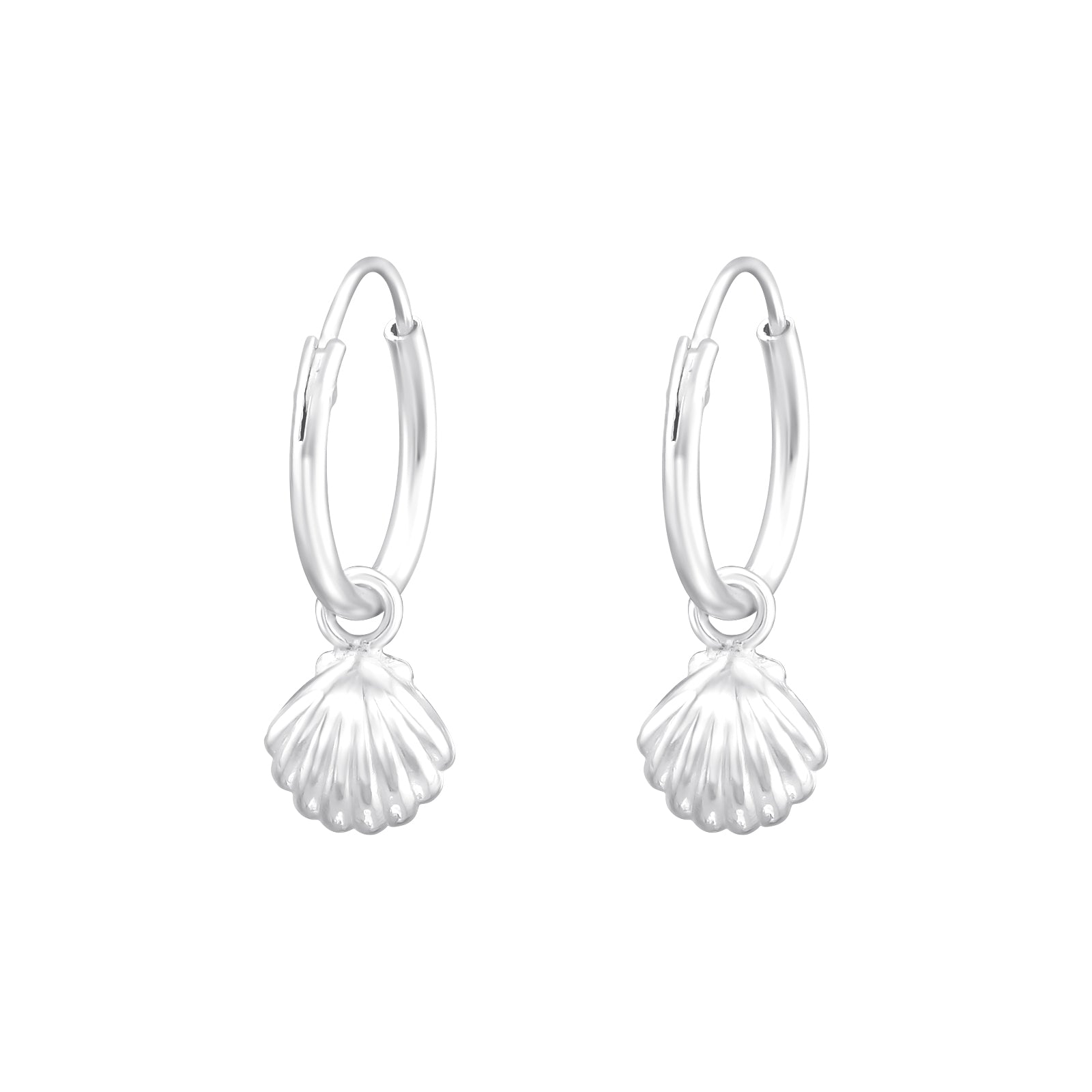 Sterling Silver Shell Huggies