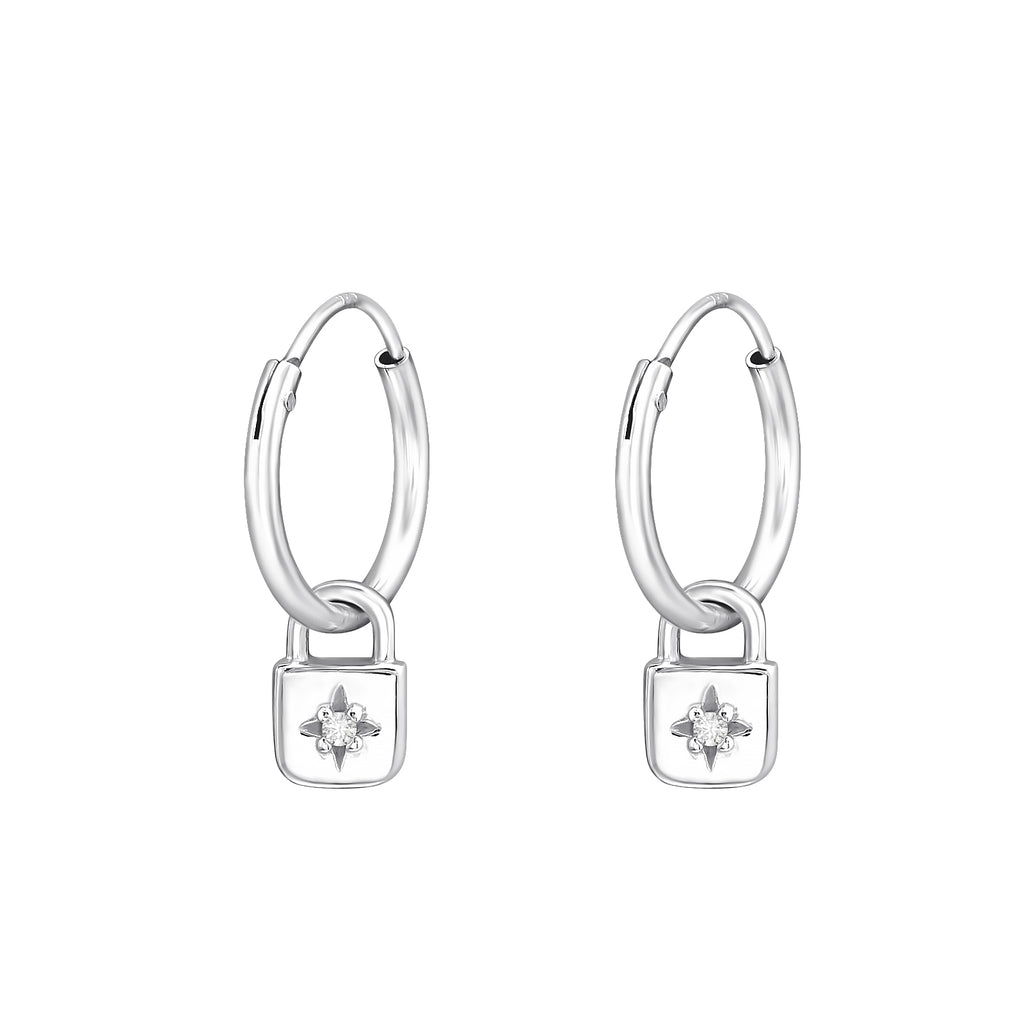 Sterling Silver Locket Huggies