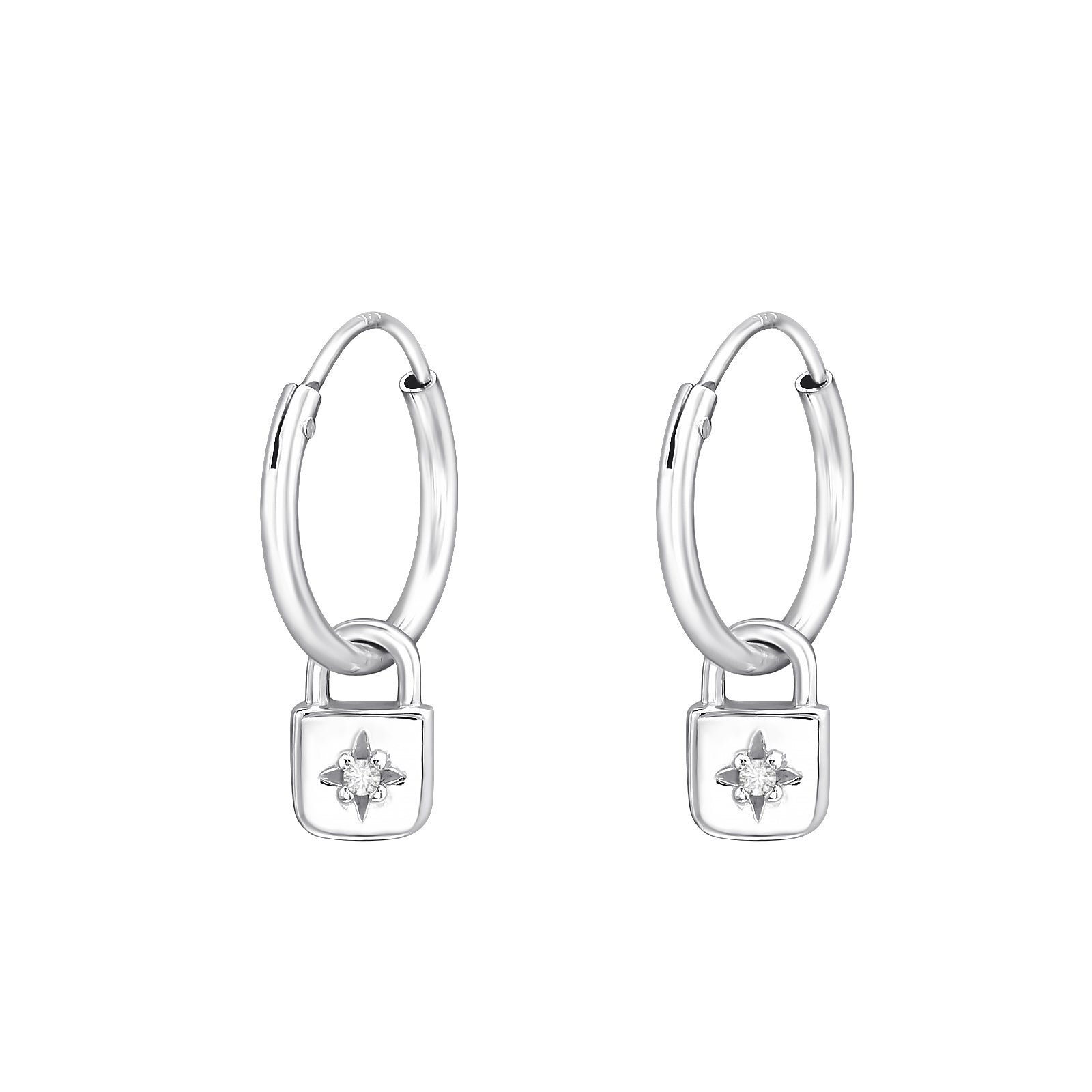 Sterling Silver Locket Huggies