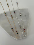 Sterling Silver Tourmaline Chain Necklace (Gold/Silver)