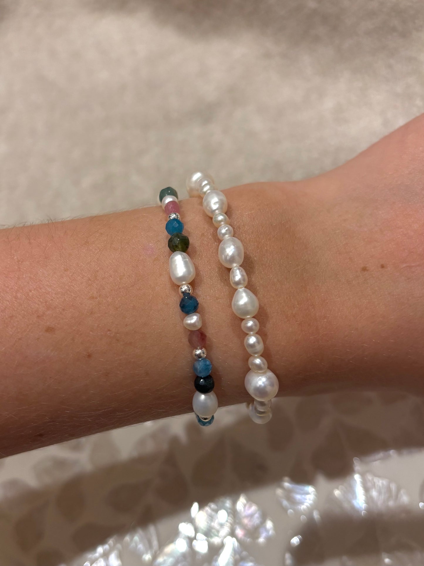 Sterling Silver Mixed Gemstone Bracelet (Gold/Silver)