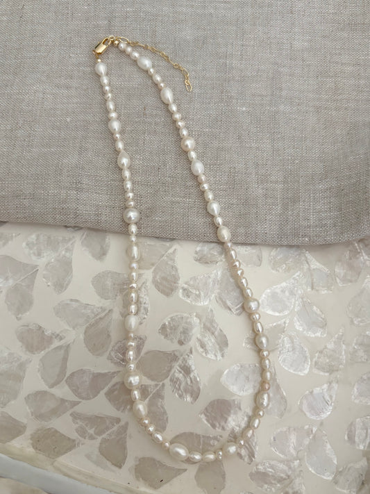 Sterling Silver Mixed Freshwater Pearl Necklace (Gold/Silver)