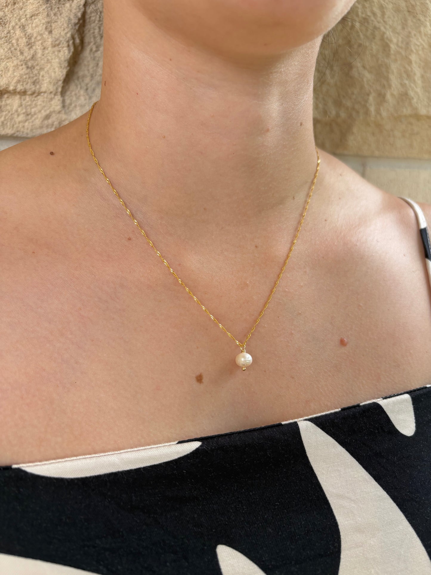 Sterling Silver Harper Pearl Necklace (Gold/Silver)