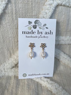 Gold Vermeil Flower Pearl Earrings
