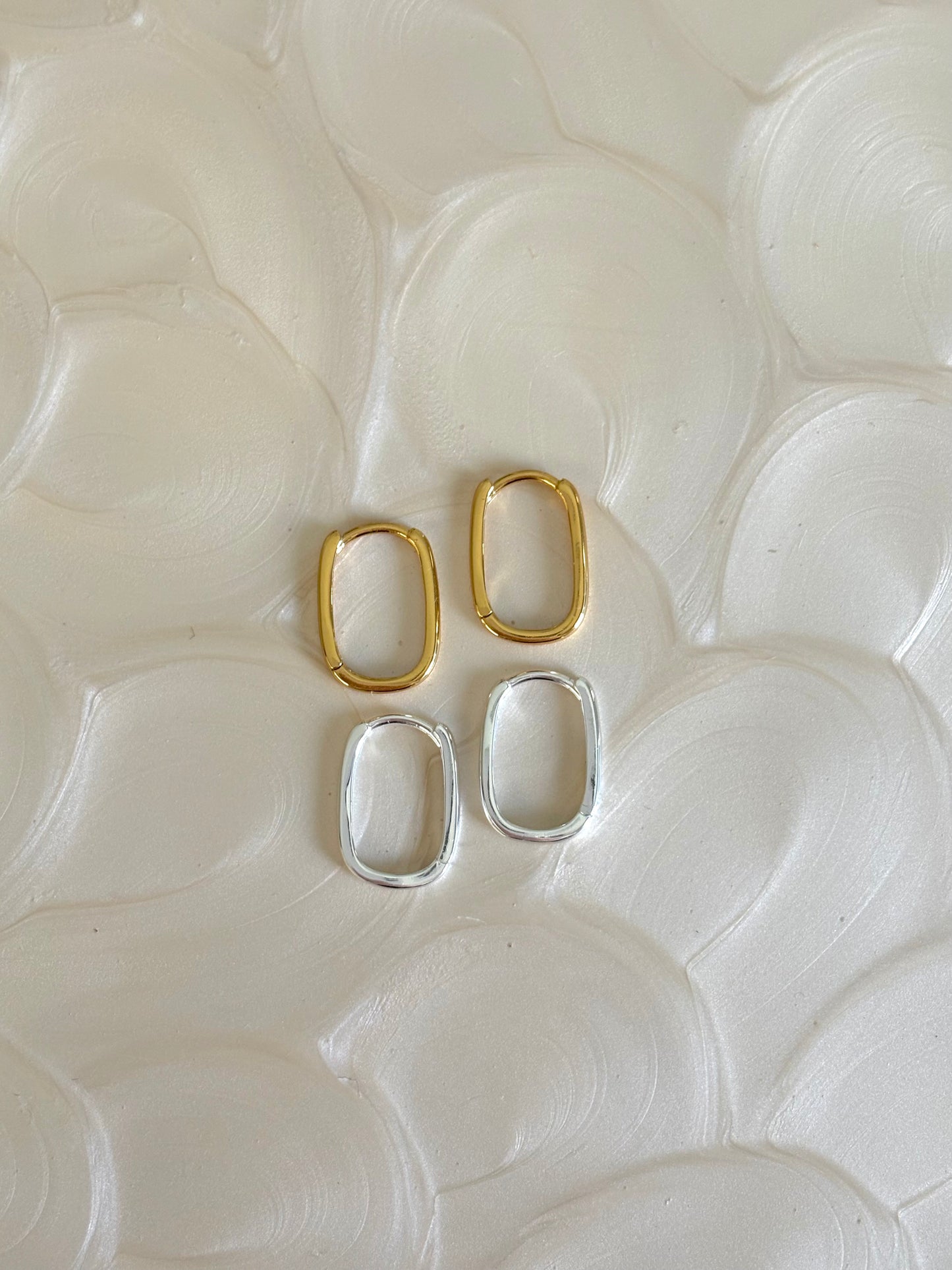 Sterling Silver Rectangle Hoops (Gold/Silver)