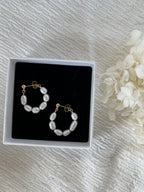 Sterling Silver Large Pearl Hoop Earrings (Gold/Silver)