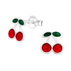 Sterling Silver Cherry Studs