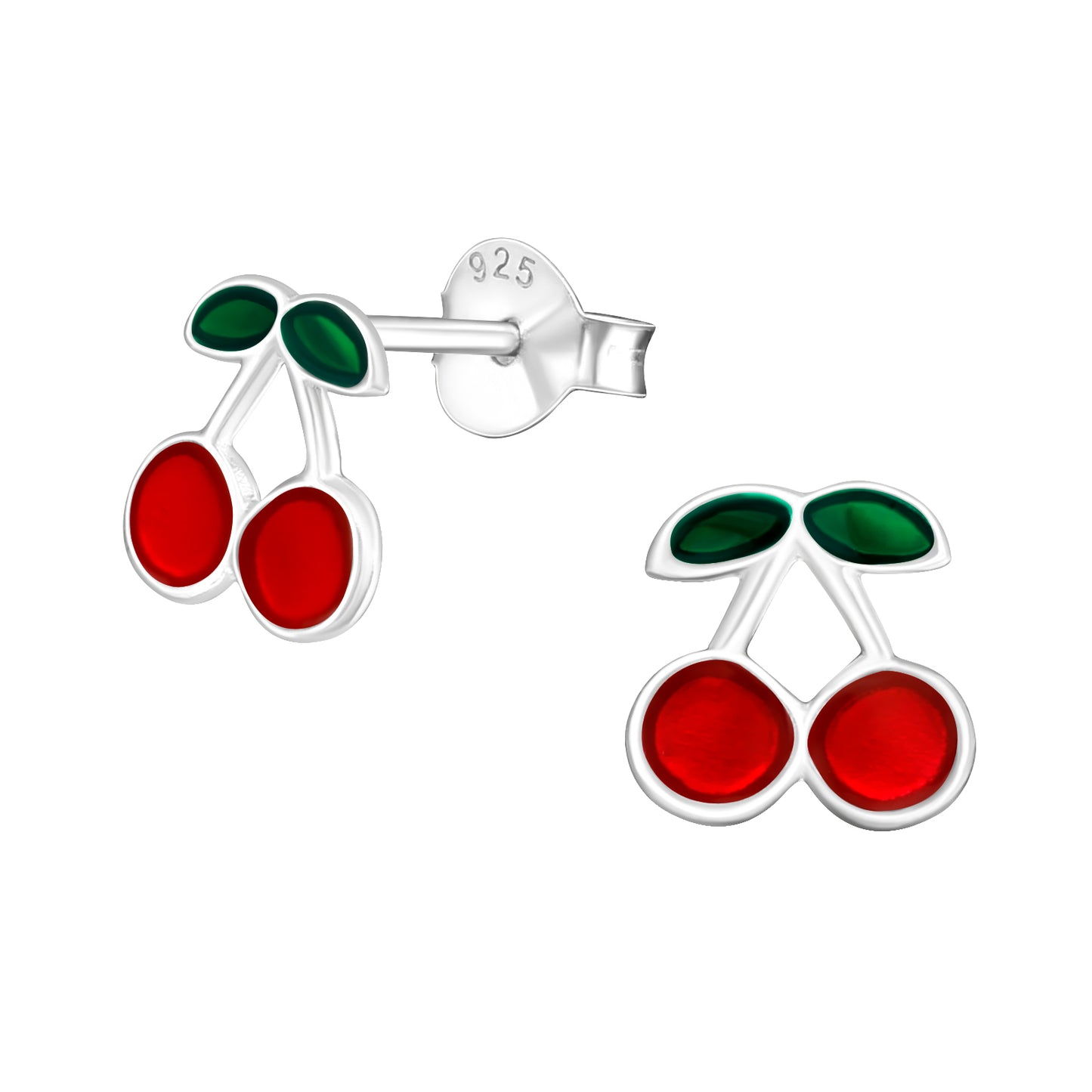 Sterling Silver Cherry Studs