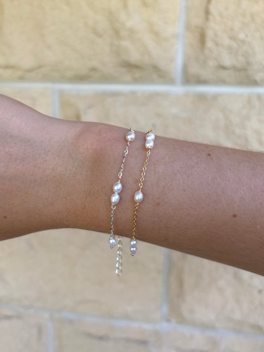 Sterling Silver Isabelle Pearl Bracelet (Gold/Silver)