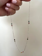 Sterling Silver Tourmaline Chain Necklace (Gold/Silver)
