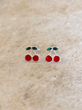 Sterling Silver Cherry Studs
