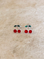 Sterling Silver Cherry Studs