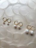 Sterling Silver Baroque Pearl Huggies (Gold/Silver)
