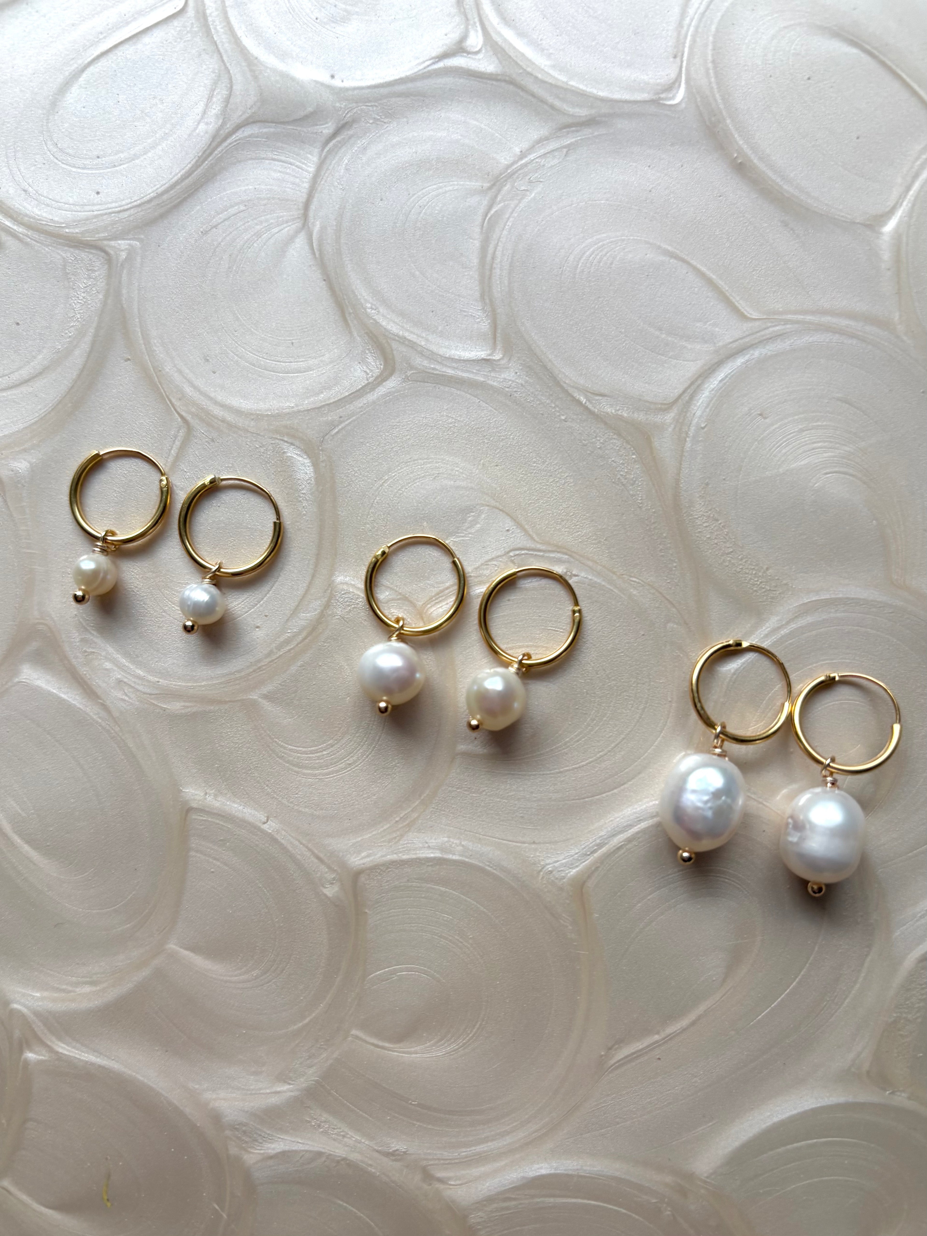 Sterling Silver Baroque Pearl Huggies (Gold/Silver)